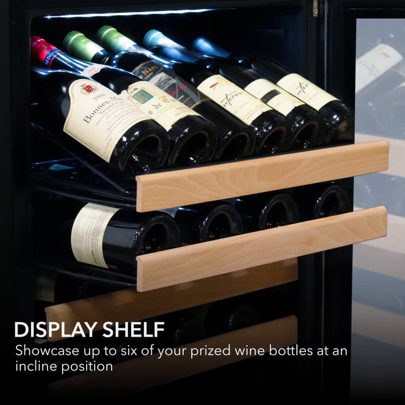 Whynter BWR-1642DZ 24 in. Dual-Zone 164-Bottle Wine Cooler Fridge with Display Rack Built-In Stainless Steel UV Protection Glass Door Whynter