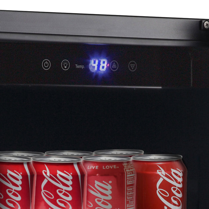 Whynter - Built-in Black Glass 80-can capacity 3.4 cu ft. Beverage Refrigerator | BBR-801BG