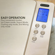 Whynter ICM-220CGY 2 qt. Automatic Ice Cream Maker Compressor Upright w/ Stainless Steel Bowl & Built-in Timer - Champagne Gold Whynter
