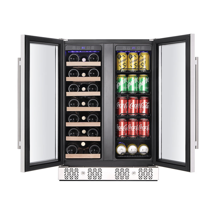 Empava BR03D 24" Dual Zone Wine and Beer Fridge Beverage Cooler