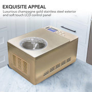 Whynter ICM-220CGY 2 qt. Automatic Ice Cream Maker Compressor Upright w/ Stainless Steel Bowl & Built-in Timer - Champagne Gold Whynter