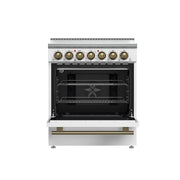FORNO Paolo 30" Freestanding Electric Range in White, 4.38 cu.ft. with Antique Brass Handles, FFSEL6011-30WHT FORNO