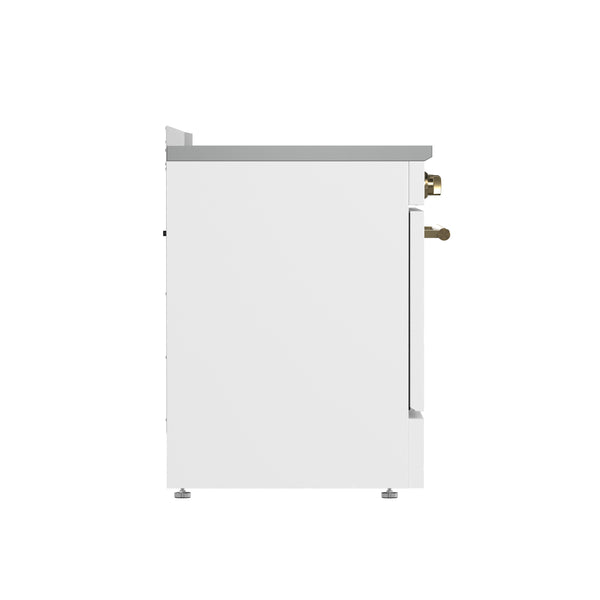 FORNO Paolo 30" Freestanding Electric Range in White, 4.38 cu.ft. with Antique Brass Handles, FFSEL6011-30WHT FORNO