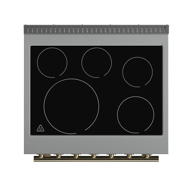 FORNO Paolo 30" Freestanding Electric Range in White, 4.38 cu.ft. with Antique Brass Handles, FFSEL6011-30WHT FORNO