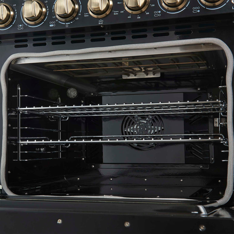 FORNO Paolo 30" Freestanding Electric Range in Black, 4.38 cu.ft. True Convection Oven, FFSEL6011-30BLK FORNO
