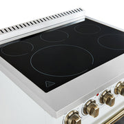 FORNO Paolo 30" Freestanding Electric Range in White, 4.38 cu.ft. with Antique Brass Handles, FFSEL6011-30WHT FORNO