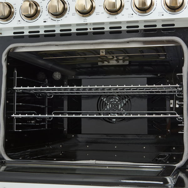 FORNO Paolo 30" Freestanding Electric Range in White, 4.38 cu.ft. with Antique Brass Handles, FFSEL6011-30WHT FORNO