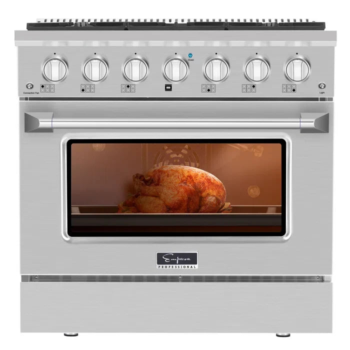 Empava EMPV-36GR08 36" Slide-In Natural Gas Range - 5.2 cu.ft Single Oven with 6 Burners
