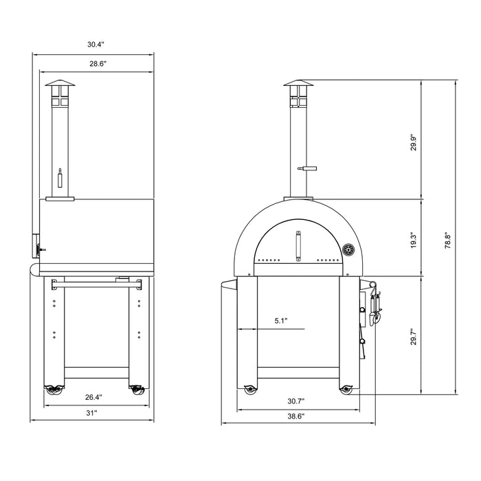 Empava EMPV-PG01 Outdoor Wood Fired Pizza Oven - Stainless Steel with Thermometer