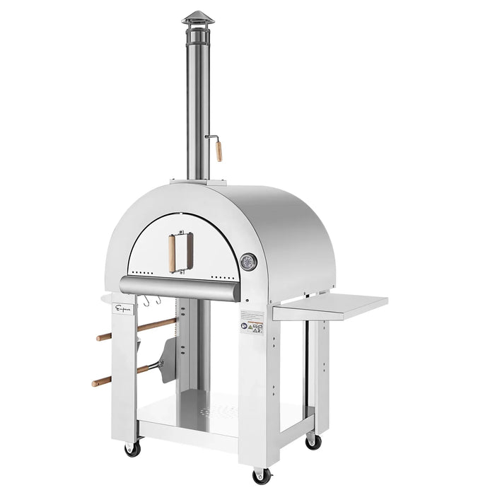 Empava EMPV-PG05 Outdoor Wood Fired Pizza Oven - Stainless Steel with Side Table