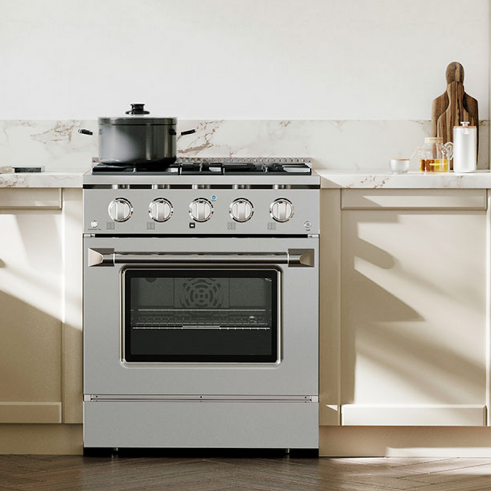 Empava EMPV-30GR03 30" Slide-In Natural Gas Range - 4.2 cu.ft with 4 Burners