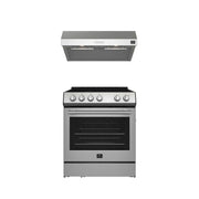 FORNO Premium 2-Piece Kitchen Bundle - Leonardo Espresso 30" Stainless Steel Range, 30" Stainless Steel Range Hood, FBDL-002-01US FORNO