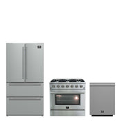 FORNO Premium 3-Piece Kitchen Bundle - Galiano 36" Gas Range, 36" Built-In Refrigerator, 24" Built-In Dishwasher, FBDL-004-01CAUS FORNO