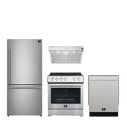 FORNO Espresso Bundle - 30" Electric Range, Under Cabinet Range Hood, 31" Refrigerator and 24" Dishwasher, FBDL-010-01US FORNO
