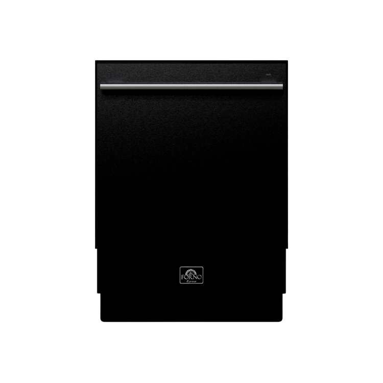 FORNO Espresso Romano 24" Built-In Tall Tub Dishwasher in Black with Stainless Steel Handles, FDWBI8035-24BLK