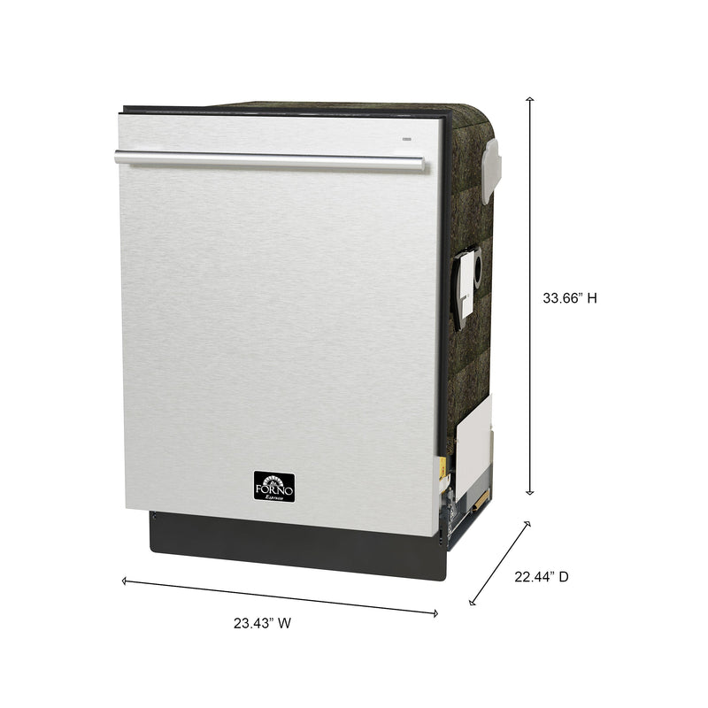 FORNO Romano 24" Built-In Tall Tub Dishwasher in Stainless Steel, FDWBI8035-24S