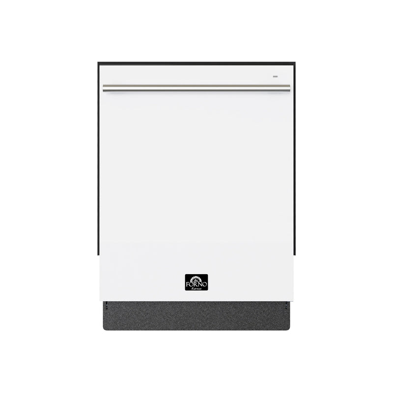 FORNO Espresso Romano 24" Built-In Tall Tub Dishwasher in White with Stainless Steel Handles, FDWBI8035-24WHT