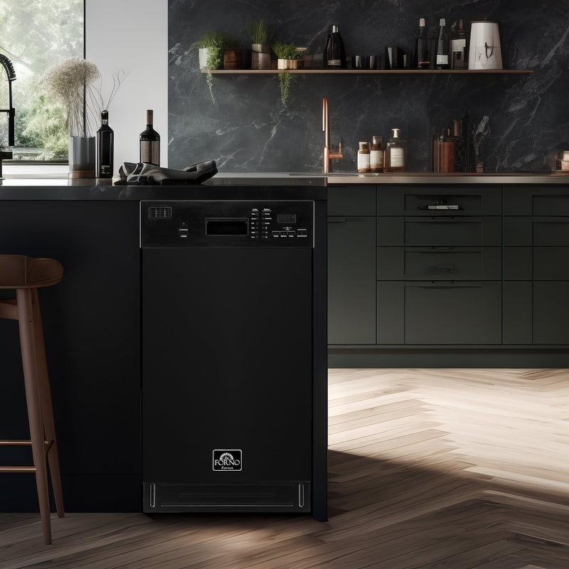 FORNO Polo 18" Built-in Dishwasher in Black, FDWBI8041-18BLK