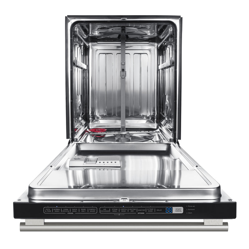 FORNO Espresso Pozzo 24" Built-In Dishwasher in Black with Stainless Steel Handles, FDWBI8067-24BLK