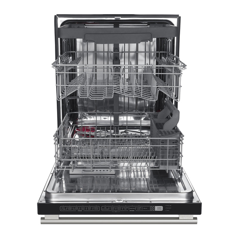 FORNO Espresso Pozzo 24" Built-In Dishwasher in Black with Stainless Steel Handles, FDWBI8067-24BLK