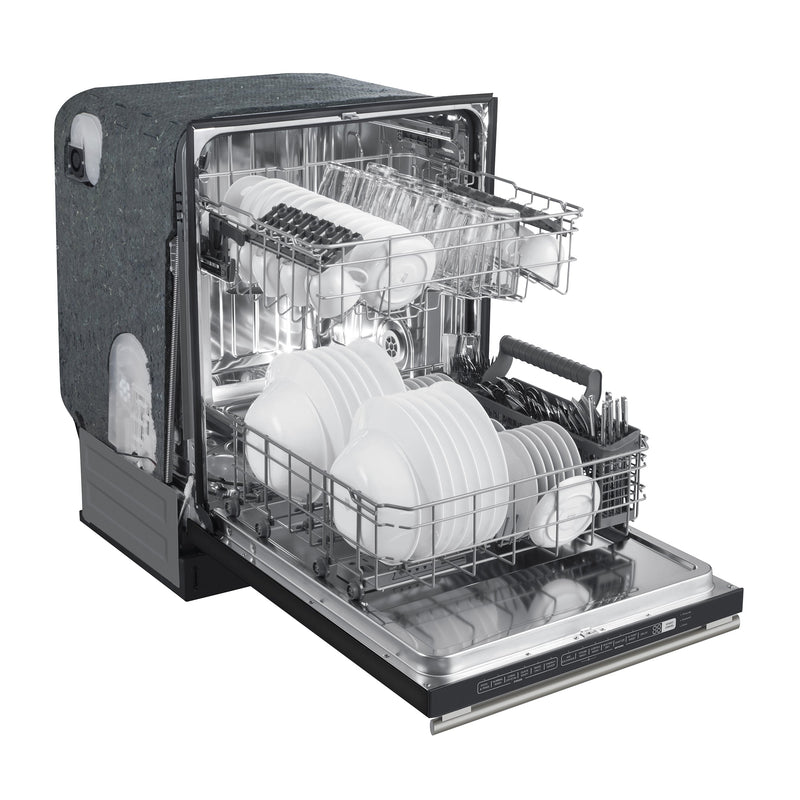 FORNO Espresso Pozzo 24" Built-In Dishwasher in Black with Stainless Steel Handles, FDWBI8067-24BLK