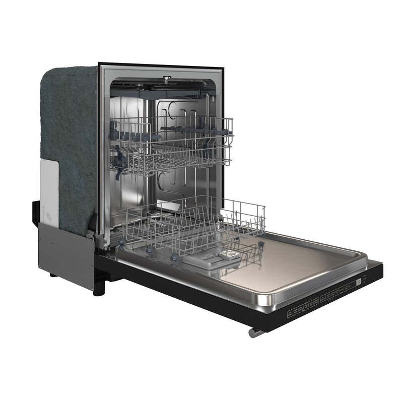 FORNO Espresso Pozzo 24" Built-In Dishwasher in Black with Stainless Steel Handles, FDWBI8067-24BLK