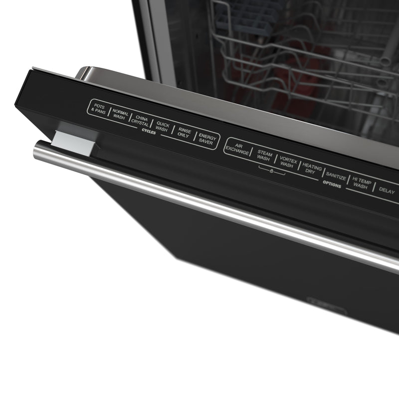 FORNO Espresso Pozzo 24" Built-In Dishwasher in Black with Stainless Steel Handles, FDWBI8067-24BLK
