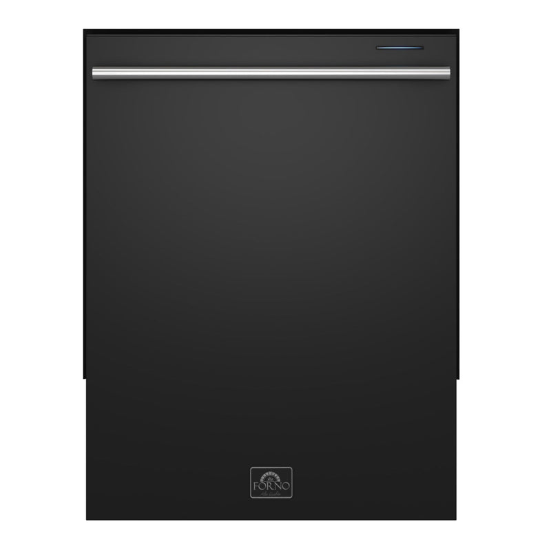 FORNO Espresso Pozzo 24" Built-In Dishwasher in Black with Stainless Steel Handles, FDWBI8067-24BLK