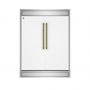 FORNO Maderno 60" 27.2 cu.ft. Convertible Refrigerator and Freezer with Modern Trim Kit in White with Antique Brass Handles- FFFFD1722-60MG-WHT FORNO