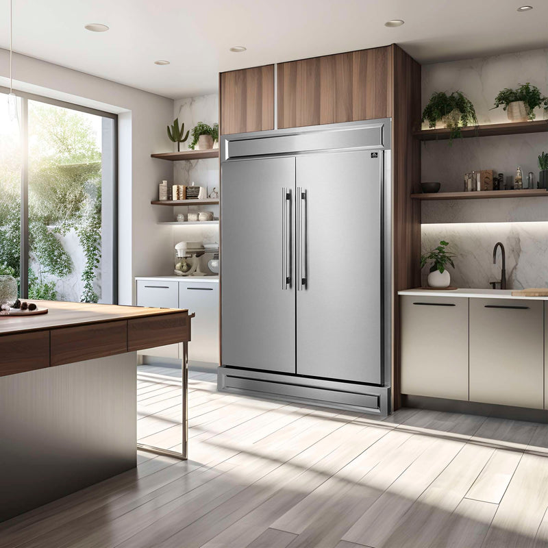 FORNO Premium 2-Piece Kitchen Bundle - Galiano 48" Stainless Steel Range, Forno Maderno 2-28 " Wide Units with Decorative Trim, FBDL-017-03CAUS FORNO
