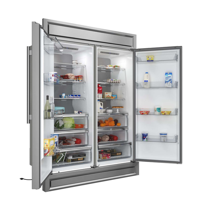 FORNO Maderno 60" 2-28 " Wide Units with Decorative Trim - 84" High Convertible Refrigerator/Freezer, 27.2 cu.ft, FFFFD1722-60S FORNO