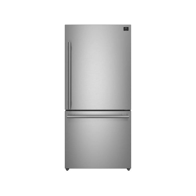 FORNO Milano Espresso 31" Stainless 17.2 cu. ft. Right Swing Bottom Freezer Refrigerator, FFFFD1785-31S FORNO