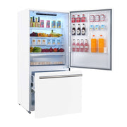 FORNO Premium 2-Piece Kitchen Bundle - Leonardo Espresso 30" White Range, 31" White Bottom Freezer Refrigerator, FBDL-003-03US FORNO