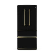 FORNO Luigi 18 cu.ft. French Door Refrigerator Black, Antique Brass Handles, FFFFD1791-33BLK FORNO