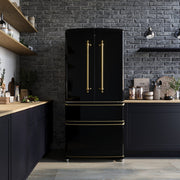 FORNO Luigi 18 cu.ft. French Door Refrigerator Black, Antique Brass Handles, FFFFD1791-33BLK FORNO