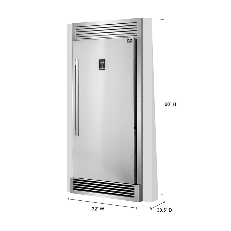 FORNO Rizzuto 28" Upright Convertible Refrigerator Right Swing with Decorative Grill - 32" Wide, FFFFD1933-32RS FORNO
