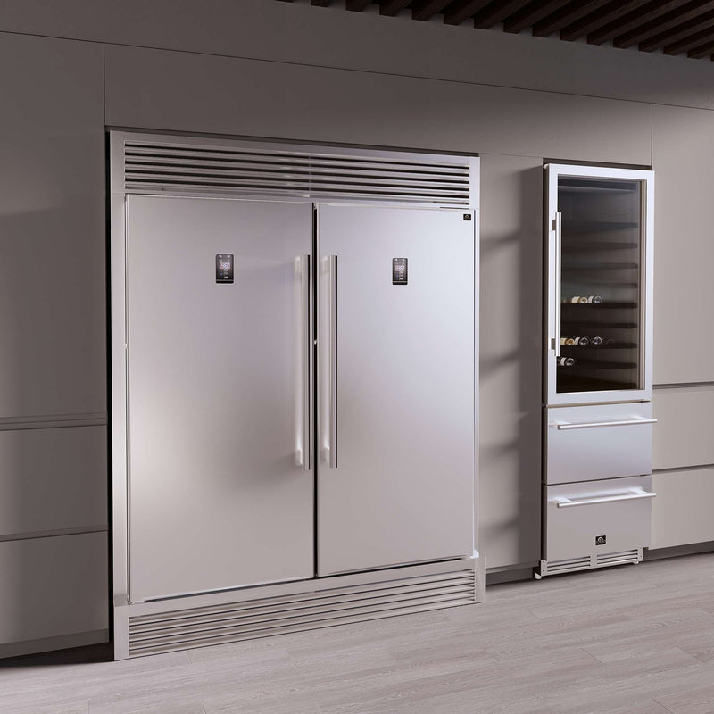 FORNO Rizzuto 2-Piece 56-Inch Convertible Refrigerator/Freezer Set, 27.6 cu.ft. with Decorative Grill - 60-Inch Wide, FFFFD1933-60S FORNO
