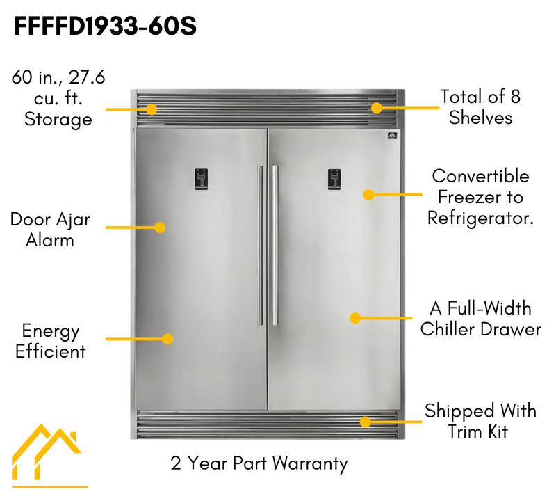 FORNO Appliance Package - 48 Inch Gas Range, 60 Inch Refrigerator, Microwave Drawer, Dishwasher, AP-FFSGS6244-48-7 FORNO