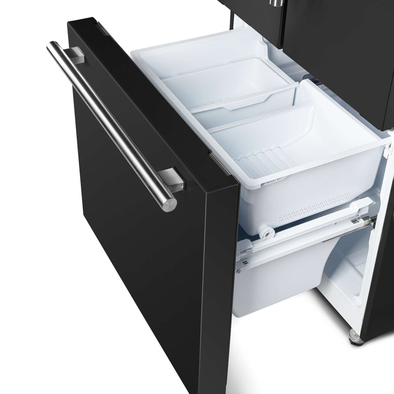 FORNO Gallipoli Epsresso 30"-Wide Black French Door Refrigerator with Bottom Freezer 17.5 Cu. Ft. Capacity - No Frost with Ice Maker, FFFFD1974-31BLK FORNO