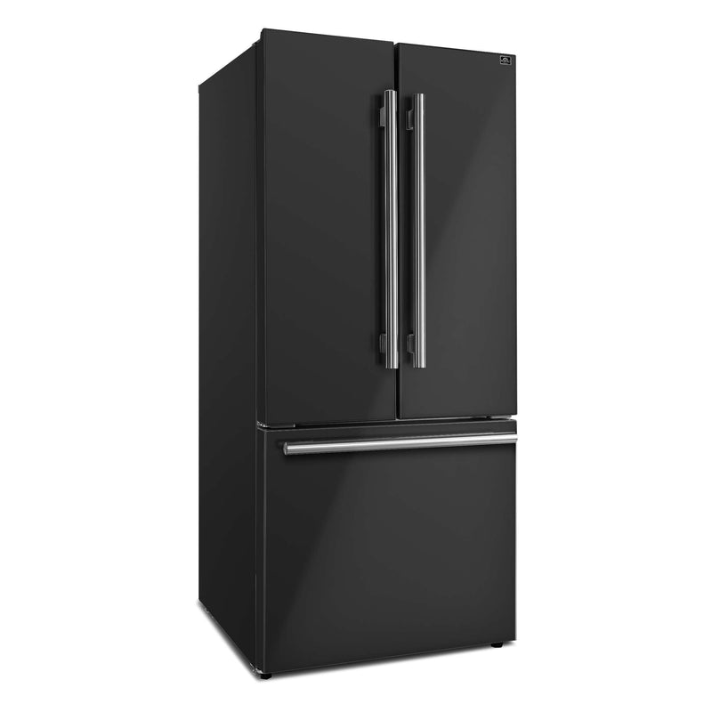 FORNO Gallipoli Epsresso 30"-Wide Black French Door Refrigerator with Bottom Freezer 17.5 Cu. Ft. Capacity - No Frost with Ice Maker, FFFFD1974-31BLK FORNO