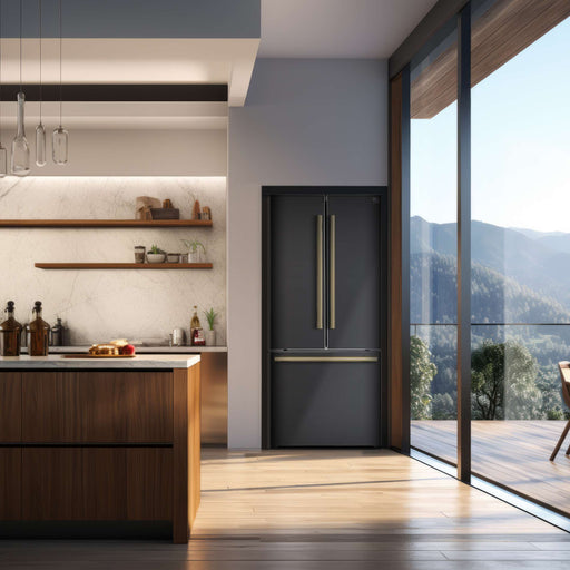FORNO Gallipoli Epsresso 30"-Wide Black French Door Refrigerator with Bottom Freezer 17.5 Cu. Ft. Capacity - No Frost with Ice Maker, FFFFD1974-31BLK FORNO