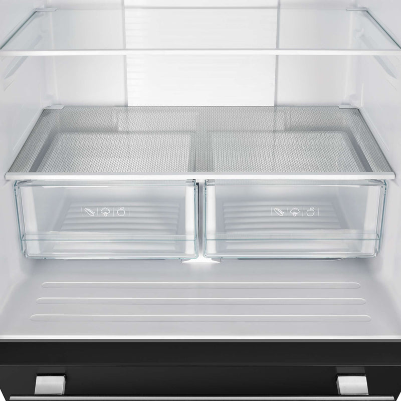 FORNO Gallipoli Epsresso 30"-Wide Black French Door Refrigerator with Bottom Freezer 17.5 Cu. Ft. Capacity - No Frost with Ice Maker, FFFFD1974-31BLK FORNO