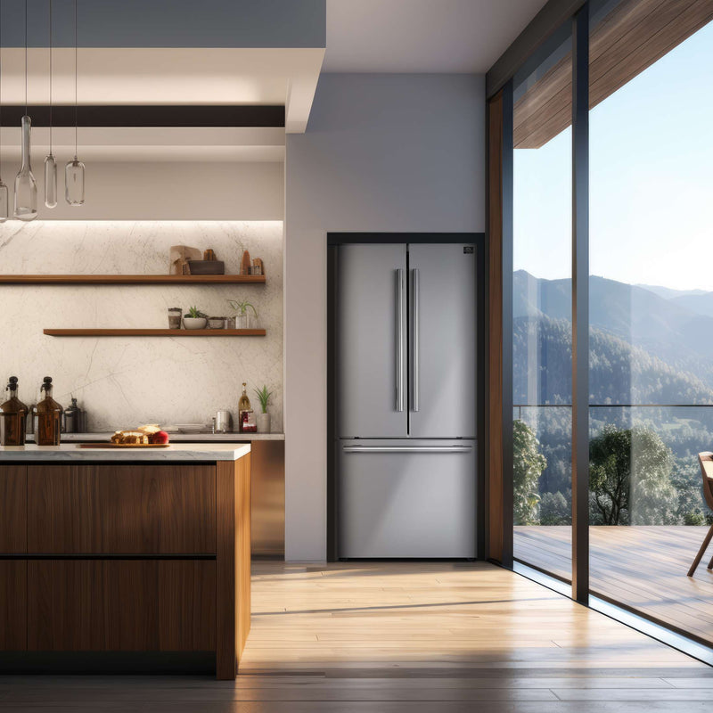 FORNO Gallipoli 30" 17.5 cu. ft. French Door Refrigerator in Stainless Steel with Ice Maker- FFFFD1974-31SB FORNO
