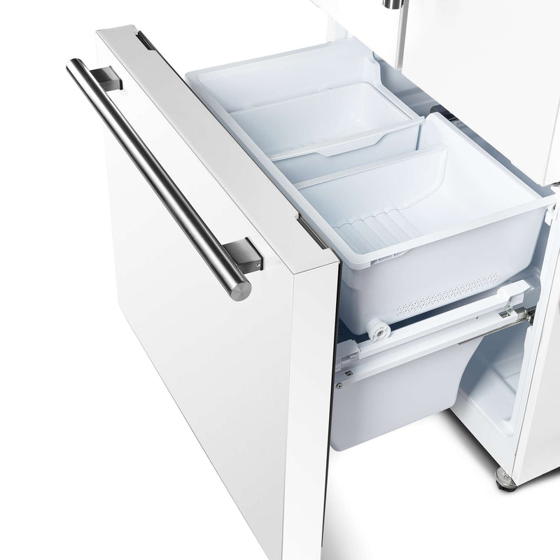 FORNO Gallipoli Espresso 30"-Wide White French Door Refrigerator with Bottom Freezer 17.5 Cu. Ft. Capacity - No Frost with Ice Maker, FFFFD1974-31WHT FORNO