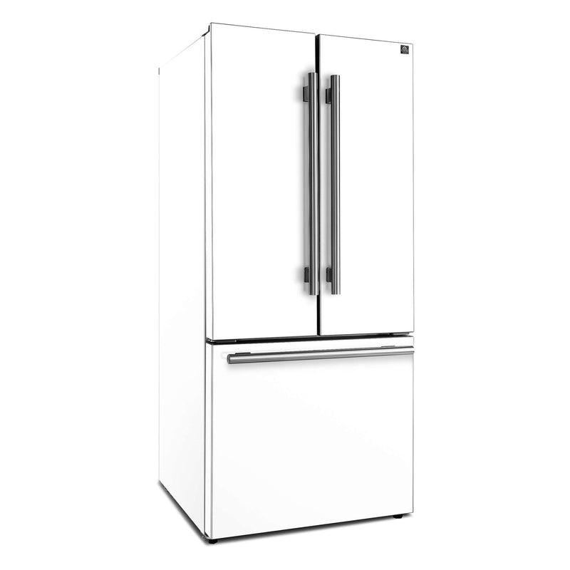 FORNO Gallipoli Espresso 30"-Wide White French Door Refrigerator with Bottom Freezer 17.5 Cu. Ft. Capacity - No Frost with Ice Maker, FFFFD1974-31WHT FORNO