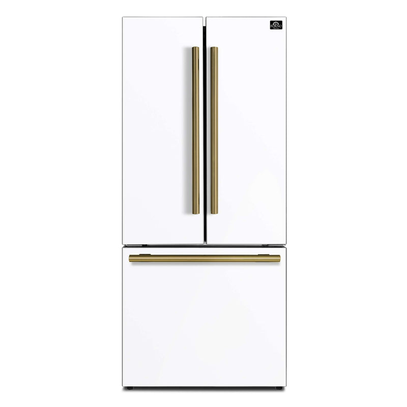 FORNO Gallipoli Espresso 30"-Wide White French Door Refrigerator with Bottom Freezer 17.5 Cu. Ft. Capacity - No Frost with Ice Maker, FFFFD1974-31WHT FORNO