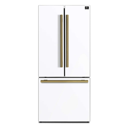 FORNO Gallipoli Espresso 30"-Wide White French Door Refrigerator with Bottom Freezer 17.5 Cu. Ft. Capacity - No Frost with Ice Maker, FFFFD1974-31WHT FORNO