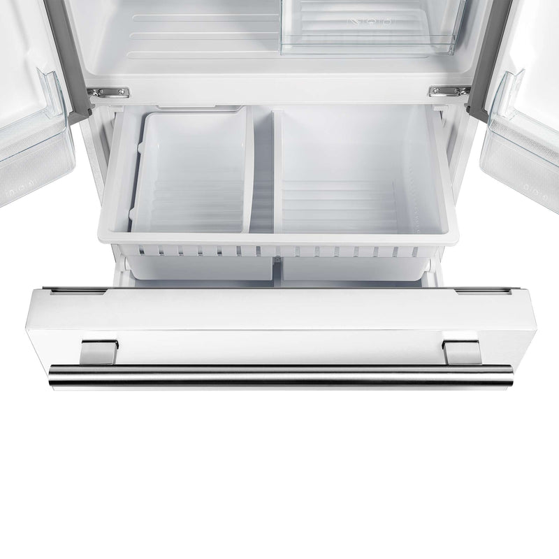 FORNO Gallipoli Espresso 30"-Wide White French Door Refrigerator with Bottom Freezer 17.5 Cu. Ft. Capacity - No Frost with Ice Maker, FFFFD1974-31WHT FORNO