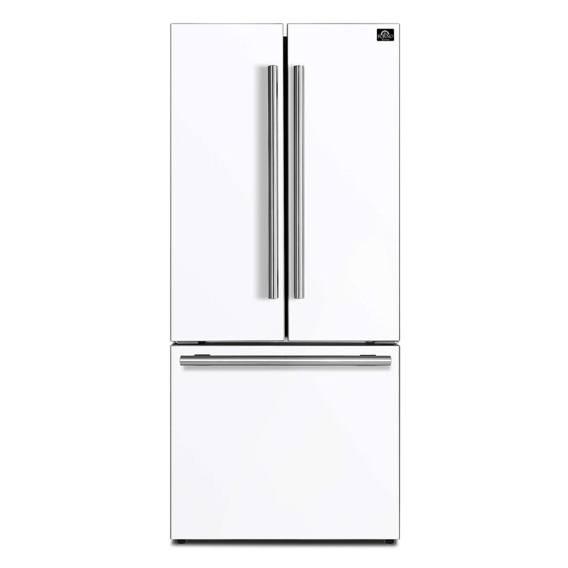 FORNO Gallipoli Espresso 30"-Wide White French Door Refrigerator with Bottom Freezer 17.5 Cu. Ft. Capacity - No Frost with Ice Maker, FFFFD1974-31WHT FORNO