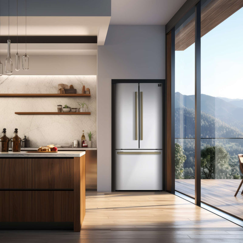 FORNO Gallipoli Espresso 30"-Wide White French Door Refrigerator with Bottom Freezer 17.5 Cu. Ft. Capacity - No Frost with Ice Maker, FFFFD1974-31WHT FORNO